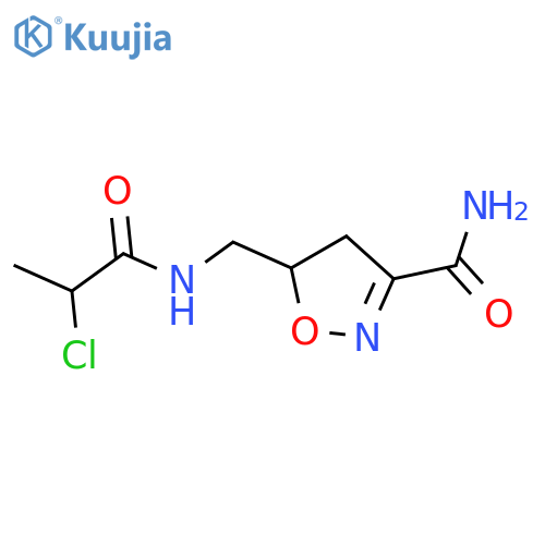 5-[(2-Chloropropanamido)methyl]-4,5-dihydro-1,2-oxazole-3-carboxamide structure