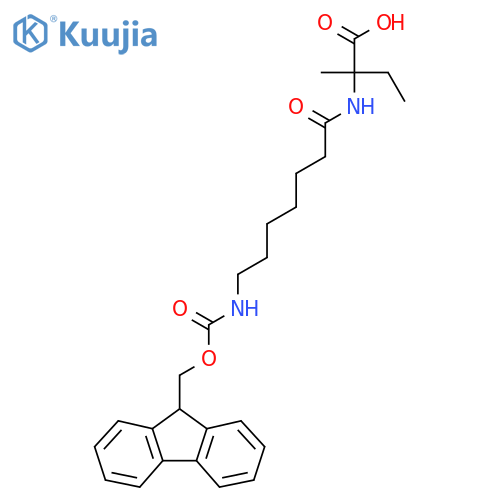 2-7-({(9H-fluoren-9-yl)methoxycarbonyl}amino)heptanamido-2-methylbutanoic acid structure