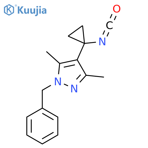 1-benzyl-4-(1-isocyanatocyclopropyl)-3,5-dimethyl-1H-pyrazole structure