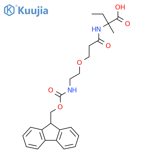 2-{3-2-({(9H-fluoren-9-yl)methoxycarbonyl}amino)ethoxypropanamido}-2-methylbutanoic acid structure
