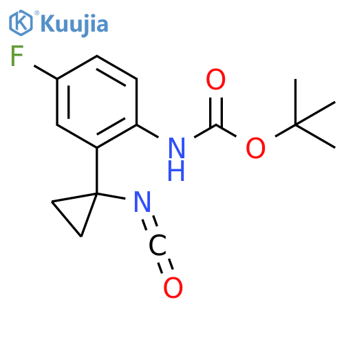 tert-butyl N-4-fluoro-2-(1-isocyanatocyclopropyl)phenylcarbamate structure