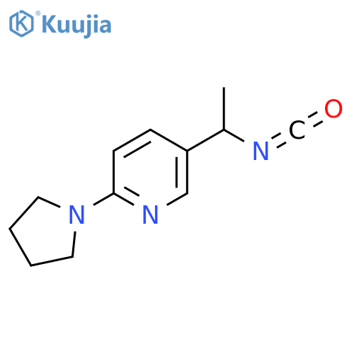 5-(1-isocyanatoethyl)-2-(pyrrolidin-1-yl)pyridine structure