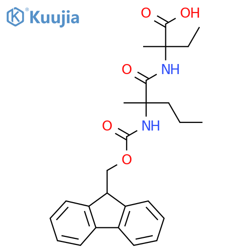 2-2-({(9H-fluoren-9-yl)methoxycarbonyl}amino)-2-methylpentanamido-2-methylbutanoic acid structure