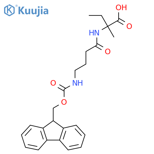 2-4-({(9H-fluoren-9-yl)methoxycarbonyl}amino)butanamido-2-methylbutanoic acid structure
