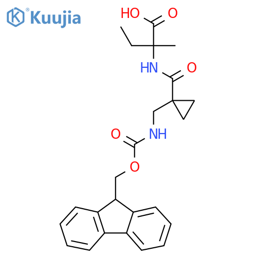 2-({1-({(9H-fluoren-9-yl)methoxycarbonyl}amino)methylcyclopropyl}formamido)-2-methylbutanoic acid structure