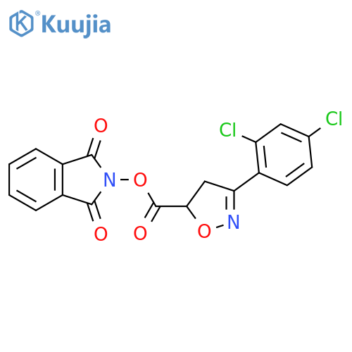 1,3-dioxo-2,3-dihydro-1H-isoindol-2-yl 3-(2,4-dichlorophenyl)-4,5-dihydro-1,2-oxazole-5-carboxylate structure