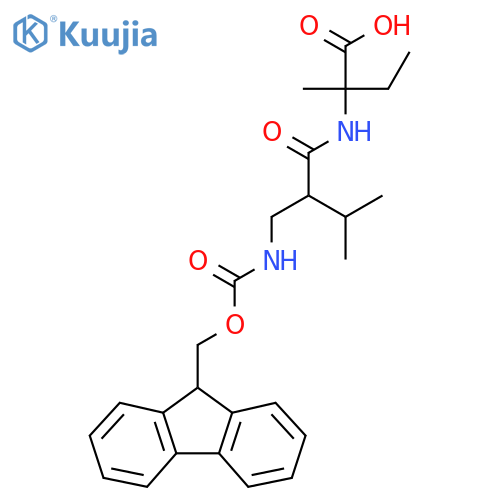 2-{2-({(9H-fluoren-9-yl)methoxycarbonyl}amino)methyl-3-methylbutanamido}-2-methylbutanoic acid structure