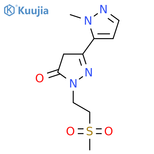 1-(2-methanesulfonylethyl)-3-(1-methyl-1H-pyrazol-5-yl)-4,5-dihydro-1H-pyrazol-5-one structure