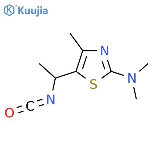 5-(1-isocyanatoethyl)-N,N,4-trimethyl-1,3-thiazol-2-amine structure