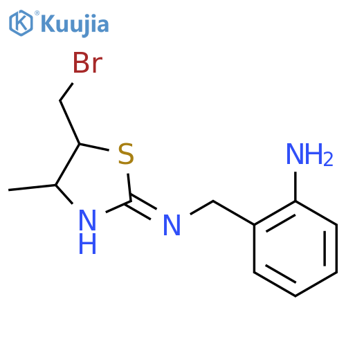 N-(2-aminophenyl)methyl-5-(bromomethyl)-4-methyl-4,5-dihydro-1,3-thiazol-2-amine structure