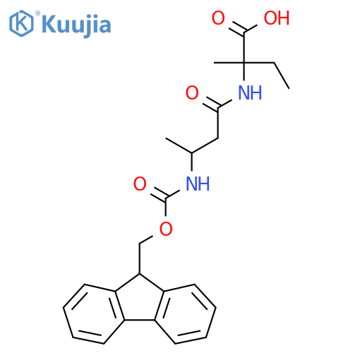2-3-({(9H-fluoren-9-yl)methoxycarbonyl}amino)butanamido-2-methylbutanoic acid structure
