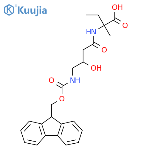 2-4-({(9H-fluoren-9-yl)methoxycarbonyl}amino)-3-hydroxybutanamido-2-methylbutanoic acid structure