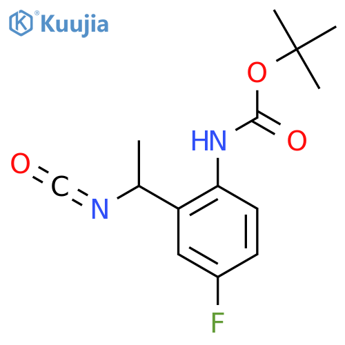 tert-butyl N-4-fluoro-2-(1-isocyanatoethyl)phenylcarbamate structure