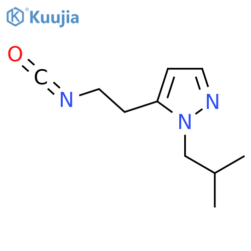 5-(2-isocyanatoethyl)-1-(2-methylpropyl)-1H-pyrazole structure