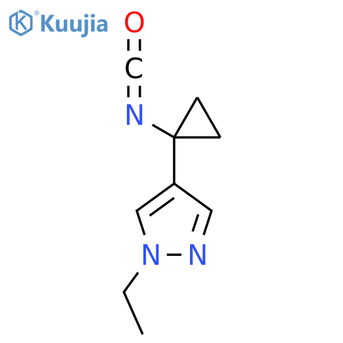 1-ethyl-4-(1-isocyanatocyclopropyl)-1H-pyrazole structure