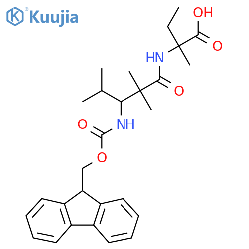 2-3-({(9H-fluoren-9-yl)methoxycarbonyl}amino)-2,2,4-trimethylpentanamido-2-methylbutanoic acid structure