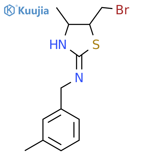 5-(bromomethyl)-4-methyl-N-(3-methylphenyl)methyl-4,5-dihydro-1,3-thiazol-2-amine structure