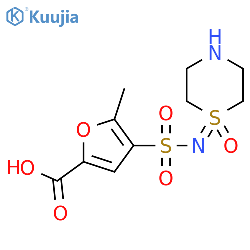 5-methyl-4-(1-oxo-1lambda6-thiomorpholin-1-ylidene)sulfamoylfuran-2-carboxylic acid structure