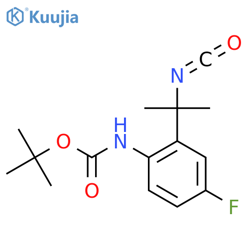 tert-butyl N-4-fluoro-2-(2-isocyanatopropan-2-yl)phenylcarbamate structure