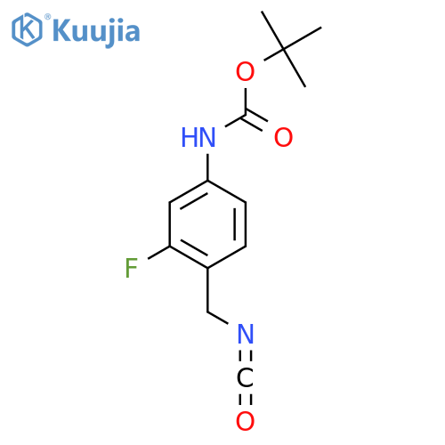 tert-butyl N-3-fluoro-4-(isocyanatomethyl)phenylcarbamate structure