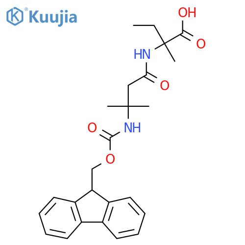 2-3-({(9H-fluoren-9-yl)methoxycarbonyl}amino)-3-methylbutanamido-2-methylbutanoic acid structure