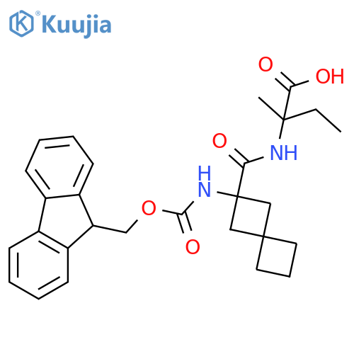 2-{2-({(9H-fluoren-9-yl)methoxycarbonyl}amino)spiro3.3heptan-2-ylformamido}-2-methylbutanoic acid structure