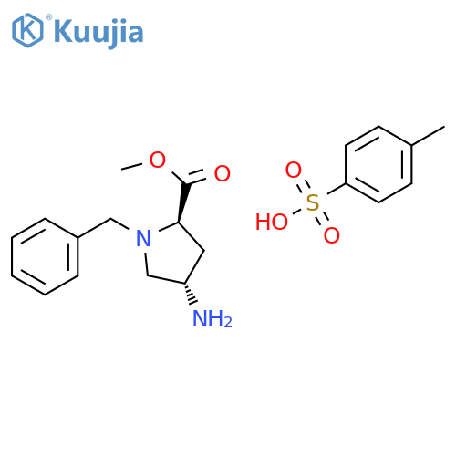 (2R,4S)-4-Amino-1-benzyl-pyrrolidine-2-carboxylic acid methyl ester tosylate structure