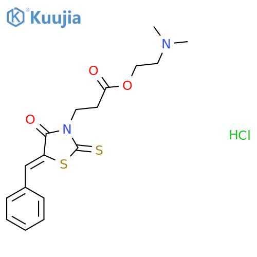 2-(dimethylamino)ethyl 3-(5Z)-4-oxo-5-(phenylmethylidene)-2-sulfanylidene-1,3-thiazolidin-3-ylpropanoate hydrochloride structure