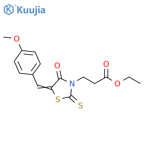ethyl 3-(5Z)-5-(4-methoxyphenyl)methylidene-4-oxo-2-sulfanylidene-1,3-thiazolidin-3-ylpropanoate structure