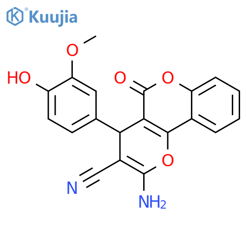 2-amino-4-(4-hydroxy-3-methoxyphenyl)-5-oxo-4H,5H-pyrano3,2-cchromene-3-carbonitrile structure