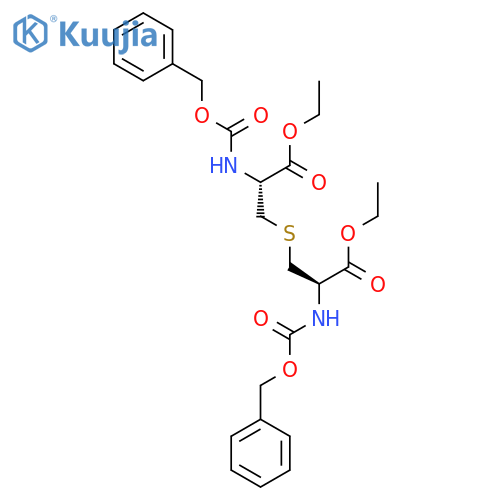 Ethyl (2R)-3-[(2R)-3-ethoxy-3-oxo-2-(phenylmethoxycarbonylamino)propyl]sulfanyl-2-(phenylmethoxycarbonylamino)propanoate structure