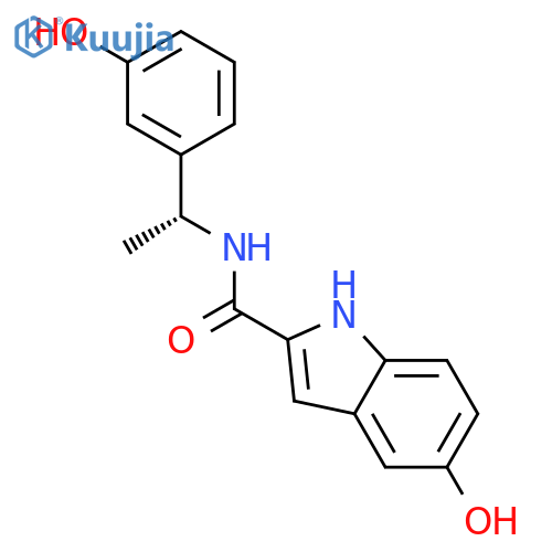 1H-Indole-2-carboxamide, 5-hydroxy-N-[(1R)-1-(3-hydroxyphenyl)ethyl]- structure