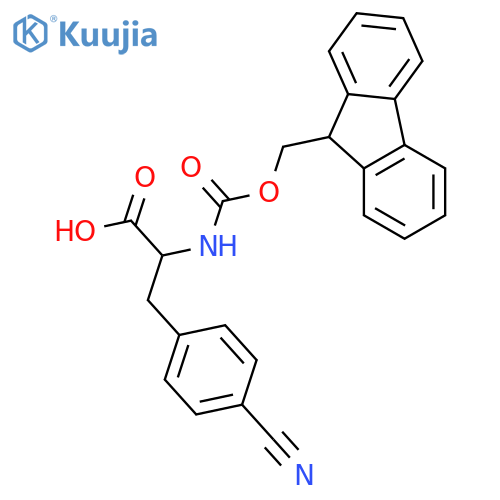 3-(4-cyanophenyl)-2-({(9H-fluoren-9-yl)methoxycarbonyl}amino)propanoic acid structure