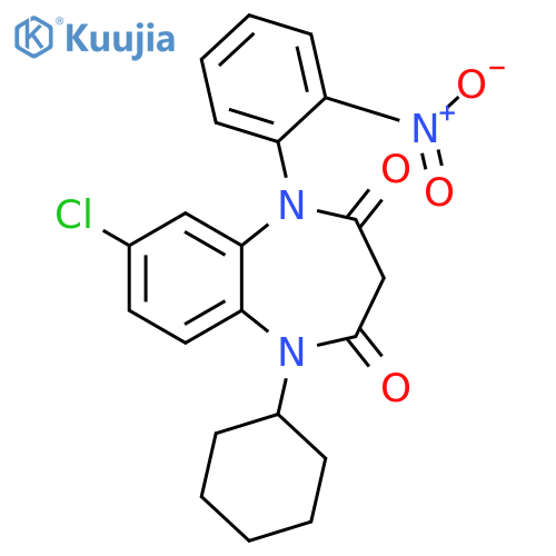 1H-1,5-Benzodiazepine-2,4(3H,5H)-dione, 7-chloro-1-cyclohexyl-5-(2-nitrophenyl)- structure