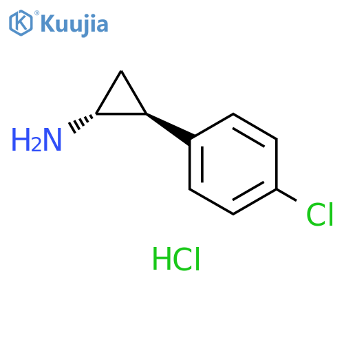 trans,rel-(1R,2S)-2-(4-chlorophenyl)cyclopropan-1-amine hydrochloride structure