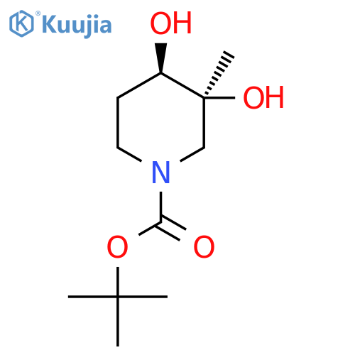 rac-tert-butyl (3R,4S)-3,4-dihydroxy-3-methylpiperidine-1-carboxylate structure