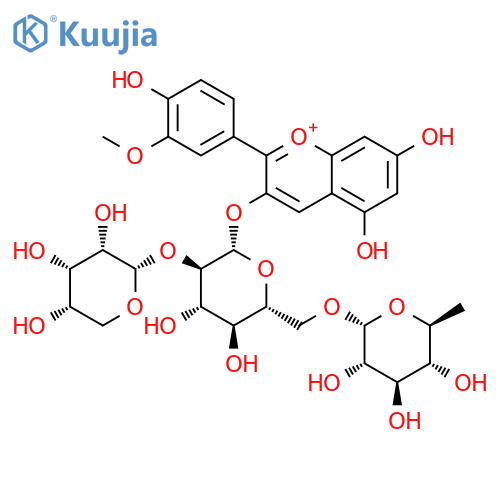Peonidin 3-[6-(rhamnosyl)-2-(xylosyl)glucoside] structure