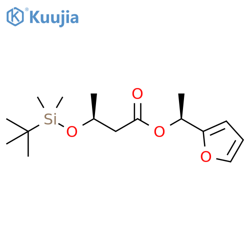 Butanoic acid, 3-[[(1,1-dimethylethyl)dimethylsilyl]oxy]-, (1S)-1-(2-furanyl)ethyl ester, (3S)- structure