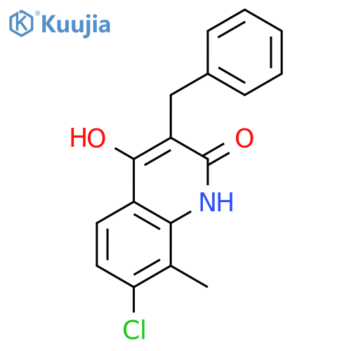 2(1H)-Quinolinone, 7-chloro-4-hydroxy-8-methyl-3-(phenylmethyl)- structure