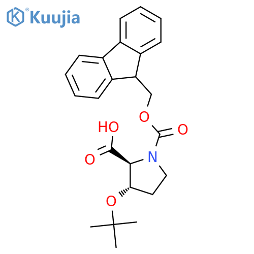 (2S,3S)-3-(tert-butoxy)-1-[(9H-fluoren-9-ylmethoxy)carbonyl]pyrrolidine-2-c arboxylic acid structure