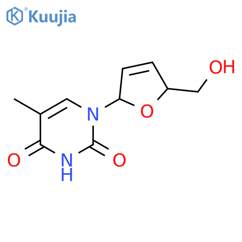 1-5-(hydroxymethyl)-2,5-dihydrofuran-2-yl-5-methyl-1,2,3,4-tetrahydropyrimidine-2,4-dione structure