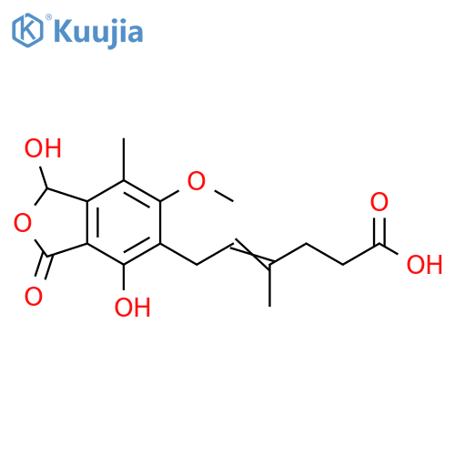 4-Hexenoic acid, 6-(1,3-dihydro-1,4-dihydroxy-6-methoxy-7-methyl-3-oxo-5-isobenzofuranyl)-4-methyl- structure