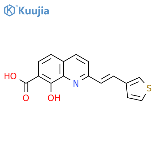 7-Quinolinecarboxylic acid, 8-hydroxy-2-[(1E)-2-(3-thienyl)ethenyl]- structure