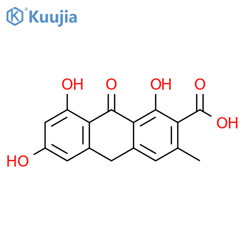 2-Anthracenecarboxylic acid, 9,10-dihydro-1,6,8-trihydroxy-3-methyl-9-oxo- structure