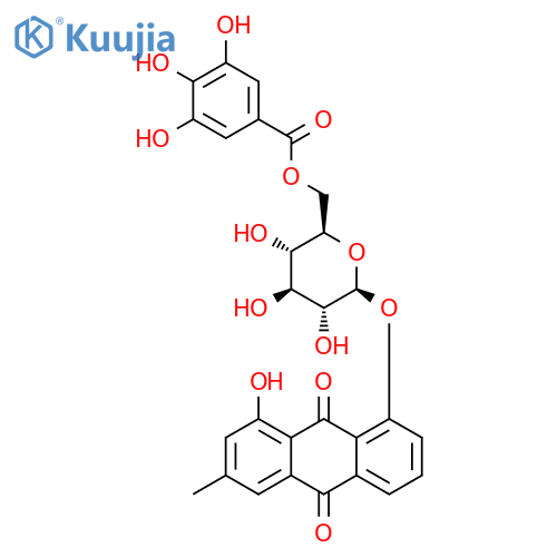 9,10-Anthracenedione, 1-hydroxy-3-methyl-8-[[6-O-(3,4,5-trihydroxybenzoyl)-β-D-glucopyranosyl]oxy]- structure