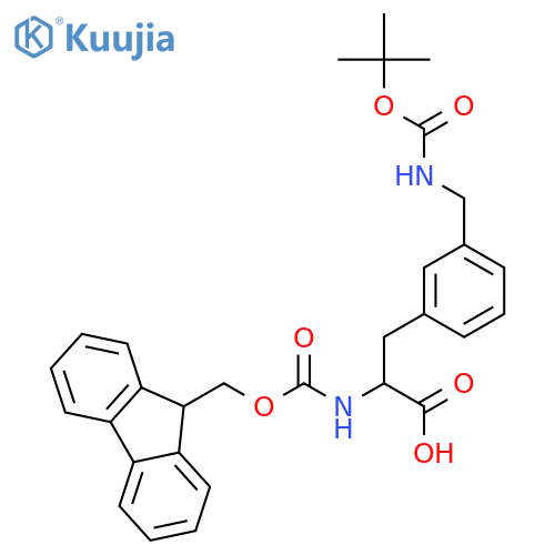 (S)-2-((((9H-Fluoren-9-yl)methoxy)carbonyl)amino)-3-(3-(((tert-butoxycarbonyl)amino)methyl)phenyl)propanoic acid structure