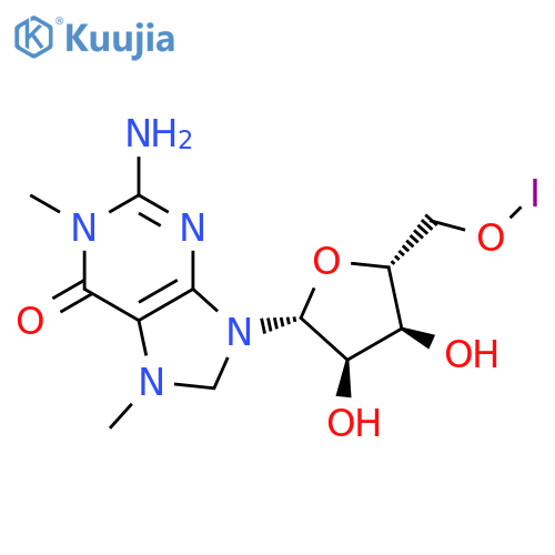 1H-Purinium,2-amino-6,9-dihydro-1,7-dimethyl-6-oxo-9-b-D-ribofuranosyl-, iodide (9CI) structure