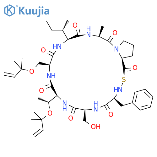 Cyclo[L-alanyl-L-prolylthio-L-phenylalanyl-L-seryl-O-(1,1-dimethyl-2-propenyl)-L-threonyl-O-(1,1-dimethyl-2-propenyl)-L-seryl-L-isoleucyl] structure