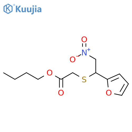 Acetic acid, [[1-(2-furanyl)-2-nitroethyl]thio]-, butyl ester structure