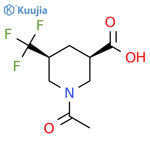 rac-(3R,5S)-1-acetyl-5-(trifluoromethyl)piperidine-3-carboxylic acid structure